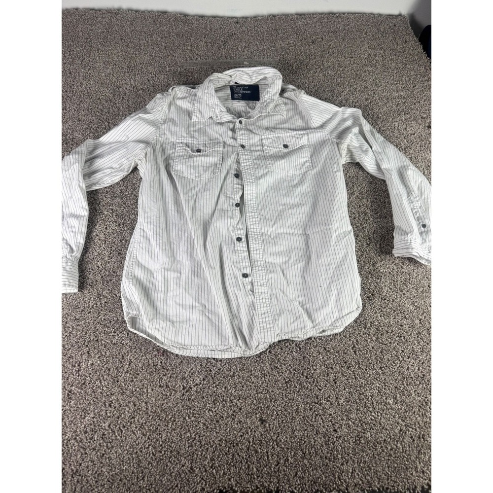 American Eagle Outfitters Mens XL Vintage Fit Pinstripe Button Up Shirt White